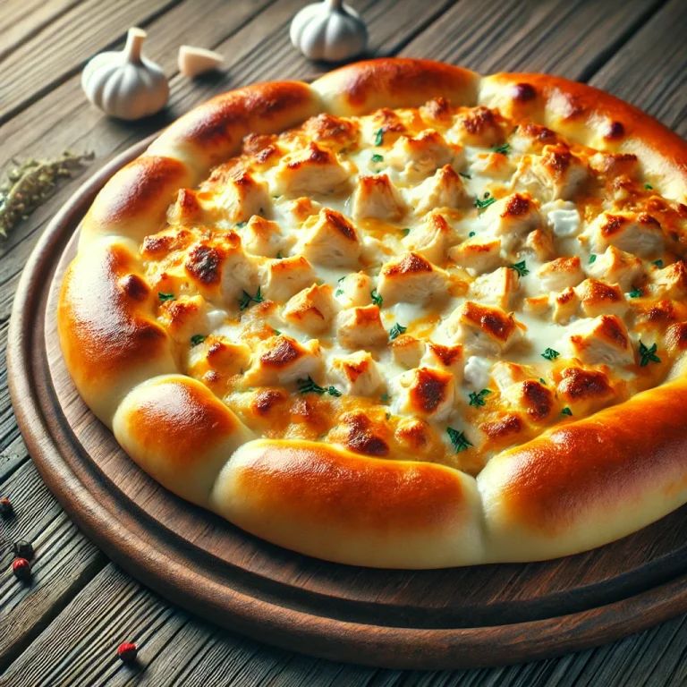 Khachapuri csirkével, friss, aranybarna sajtos lepények csirkehússal