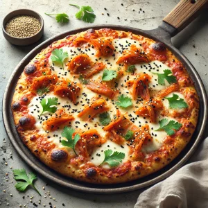 Fűszeres kimchi pizza koreai ízekkel