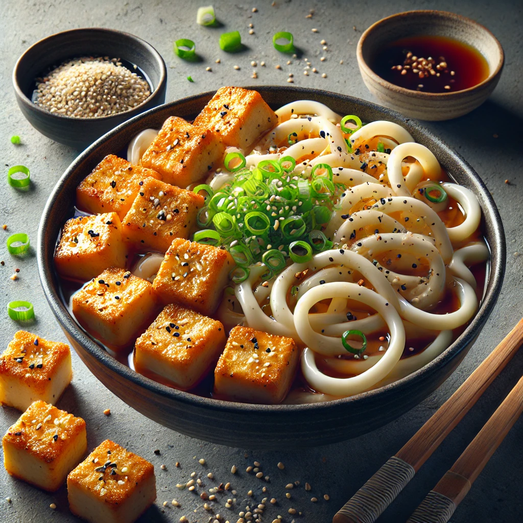 Hideg udon tészta rántott tofuval