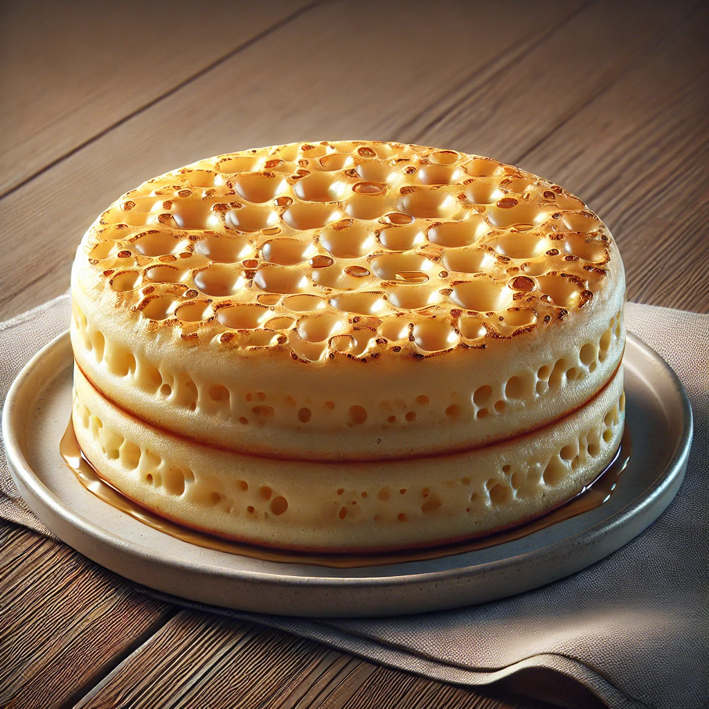 Angol reggeli crumpet, vajjal és lekvárral tálalva