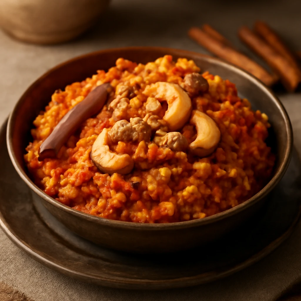 Indiai sárgarépás halwa gazdag fűszeres ízekkel