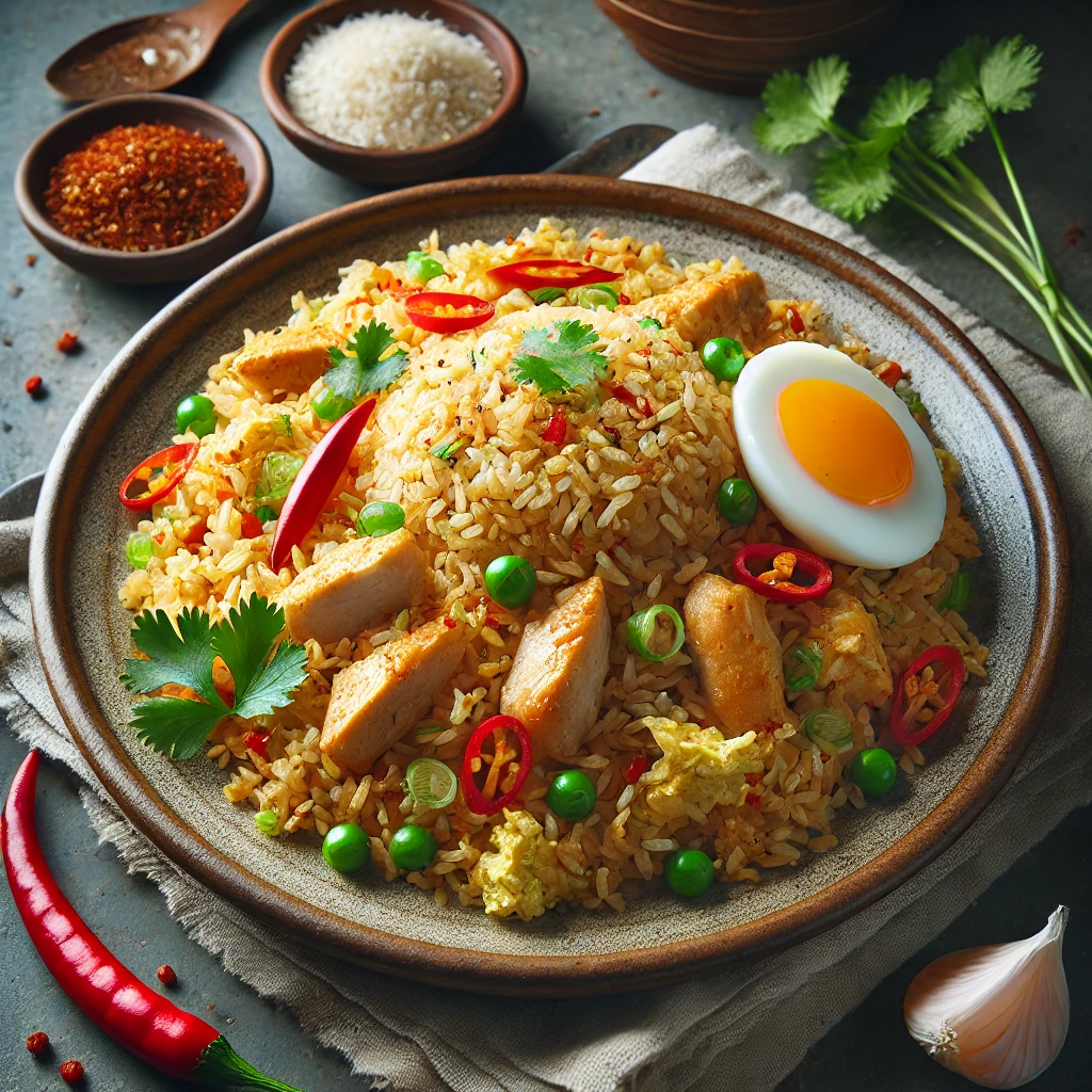 Ínycsiklandó nasi goreng csirkével és tojással