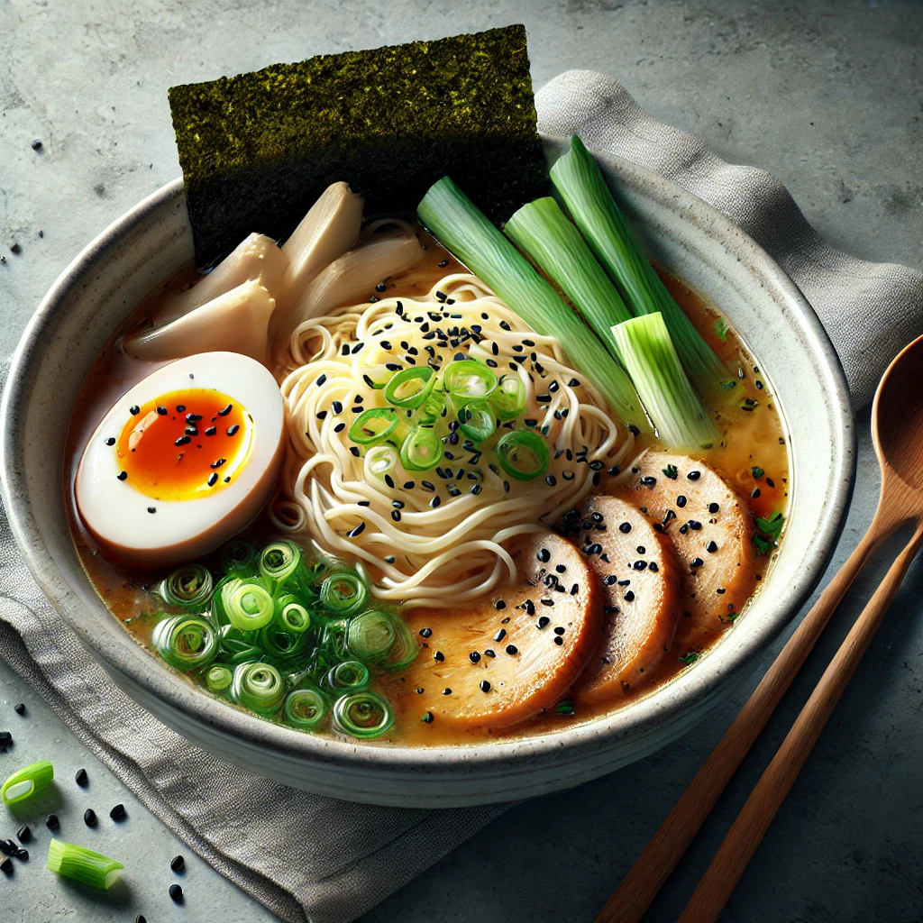 Gazdag ramen leves tésztával és ínycsiklandó feltétekkel