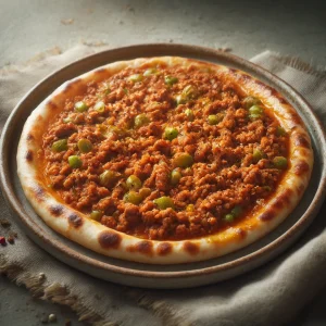 Friss Lahmacun házilag, fűszeres húsos töltelékkel