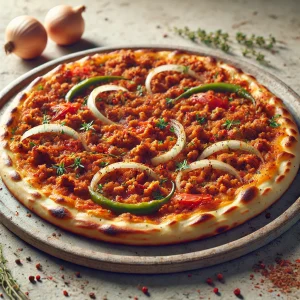 Friss Lahmacun házilag, fűszeres húsos töltelékkel