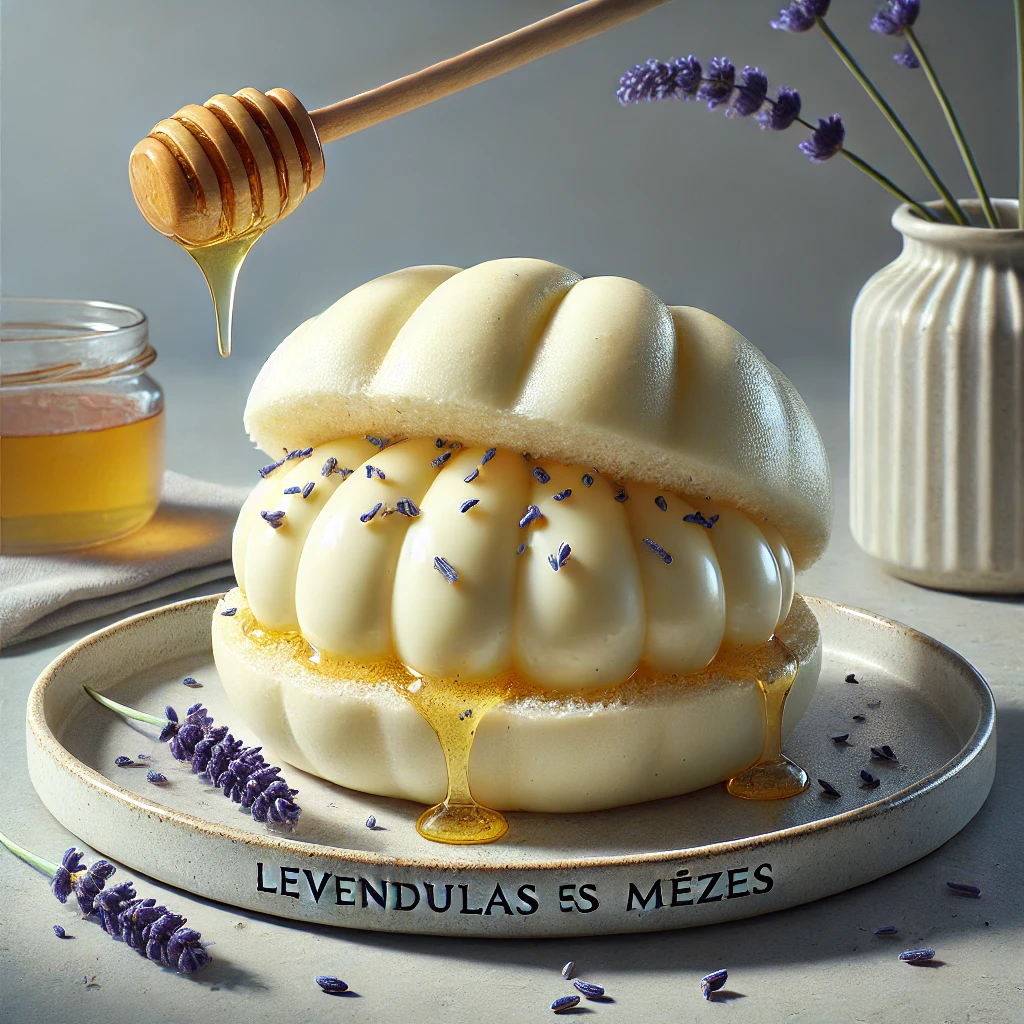 Puha bao bun virágos levendulás-mézes mascarpone krémmel – különleges desszert