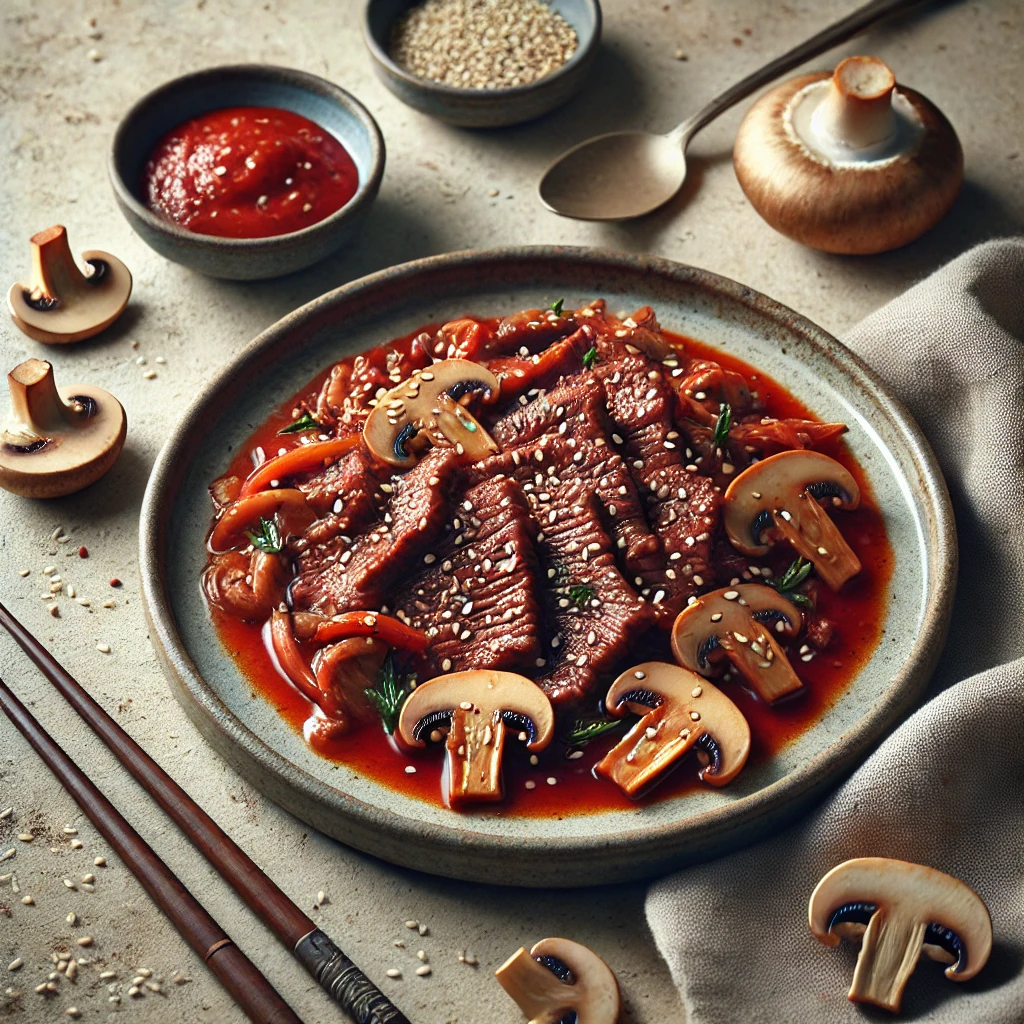 Marhahús és gomba koreai bulgogi szószban
