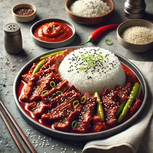Marhahús és rizs koreai bulgogi szószban