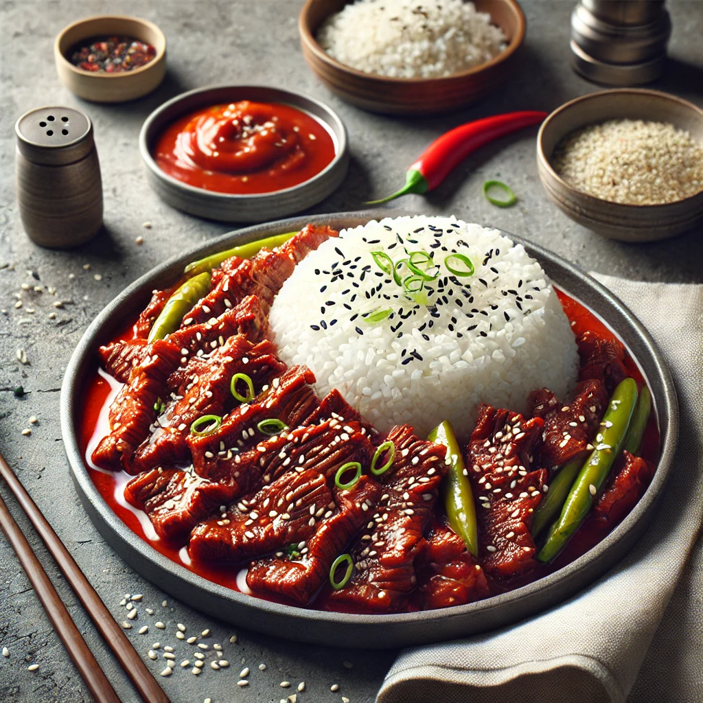 Marhahús és rizs koreai bulgogi szószban