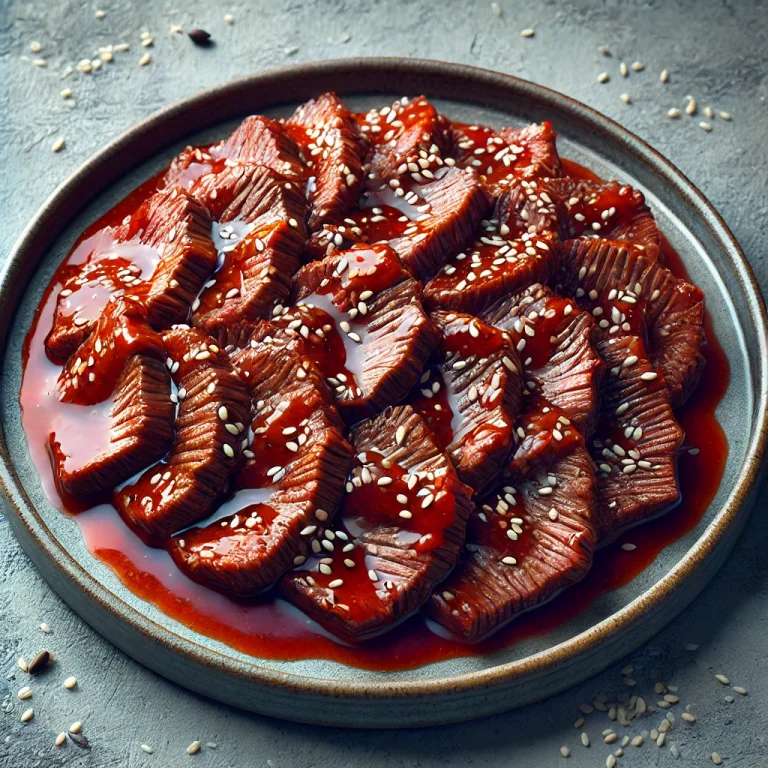 Marha Bulgogi Ssamjang Szósszal koreai stílusú étel tálalva