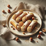 Mogyorókrémes cannoli tálalva