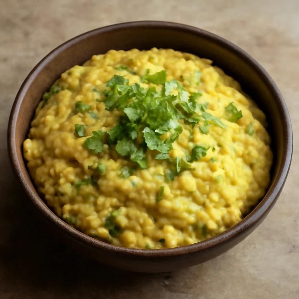 Fűszeres moong dal khichdi indiai stílusban