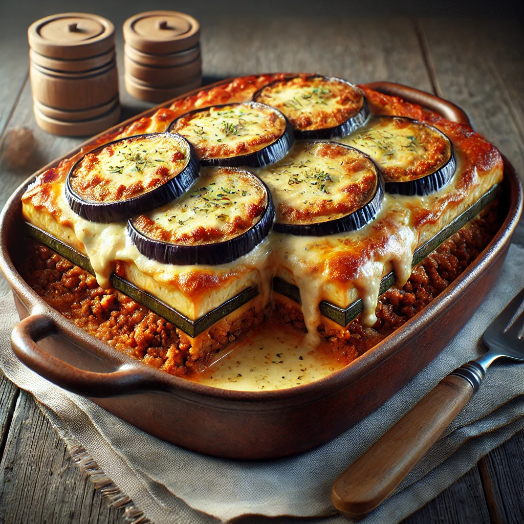 Friss és gazdag Moussaka darált hússal