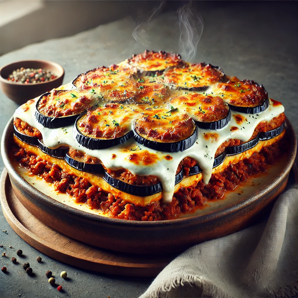Friss és gazdag Moussaka fűszeres rétegekkel