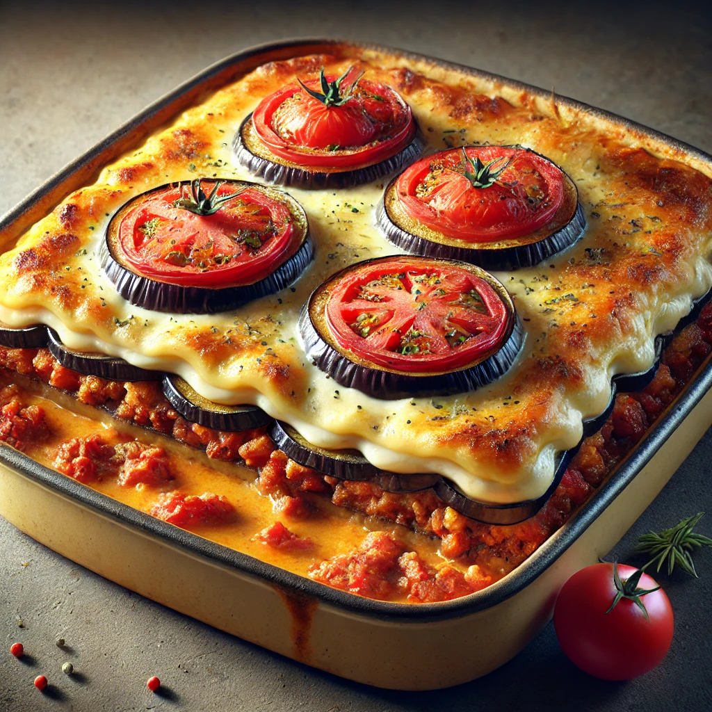 Friss és gazdag Moussaka paradicsommal