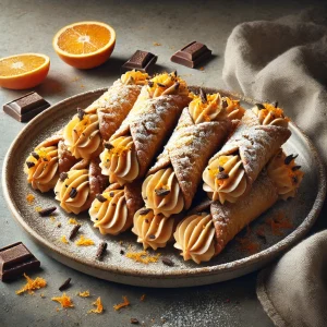 Ropogós cannoli narancsos-csokoládés krémmel töltve