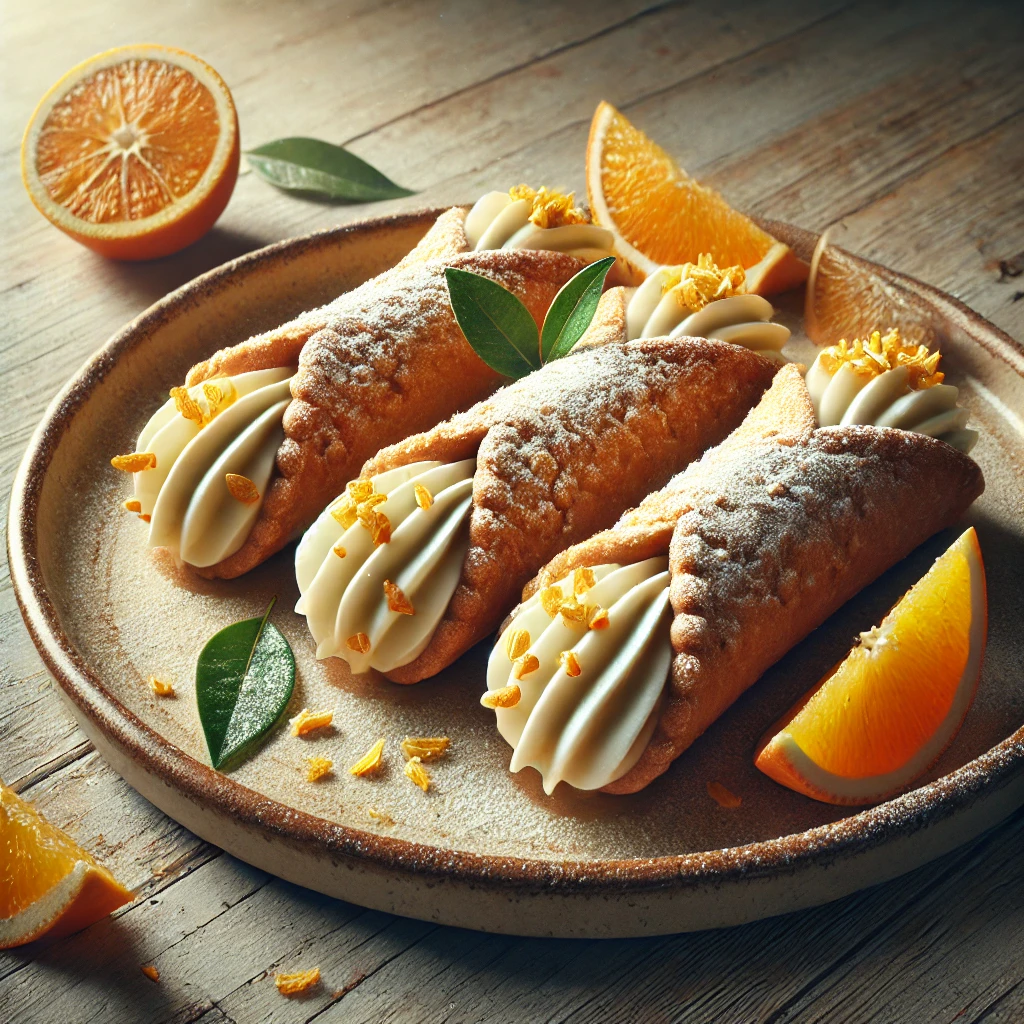 Ricottával és narancsvirágvízzel töltött illatos olasz cannoli desszert