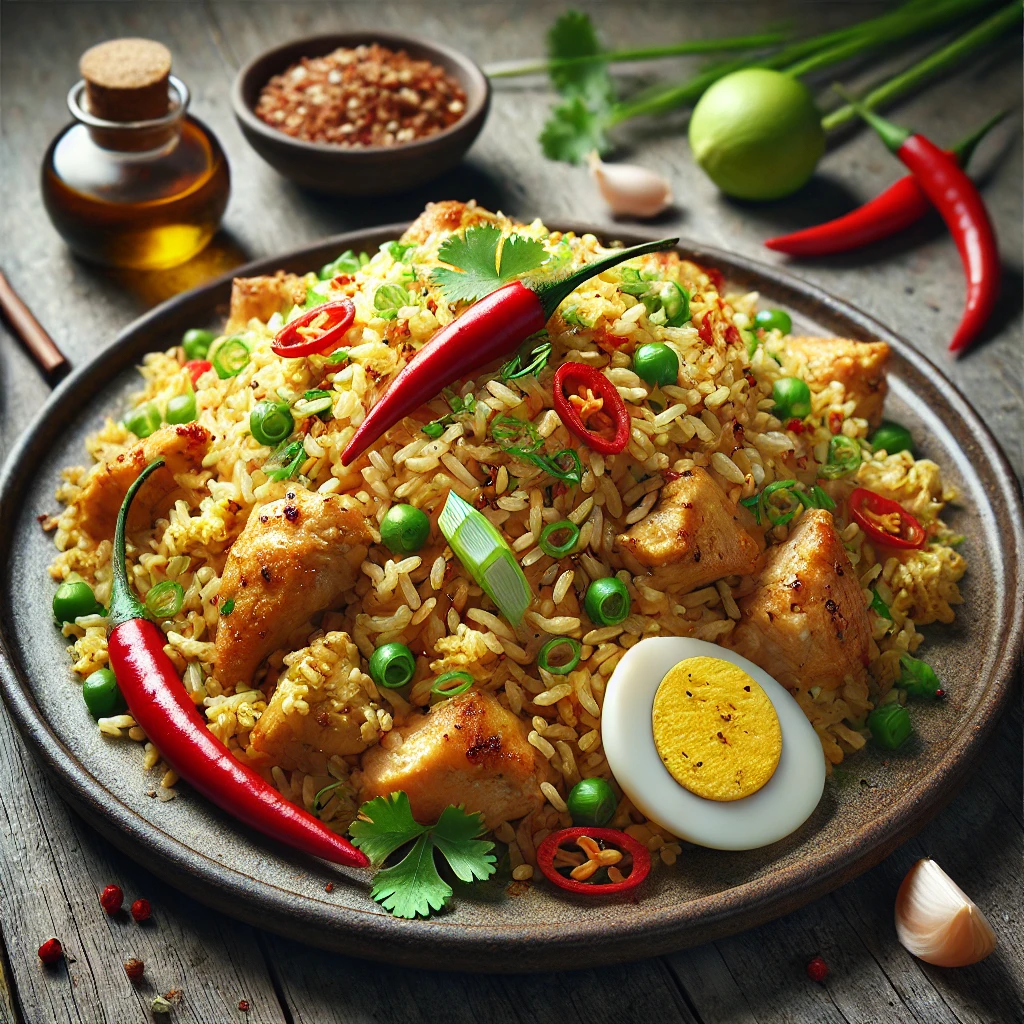 Ínycsiklandó nasi goreng csirkével és tojással