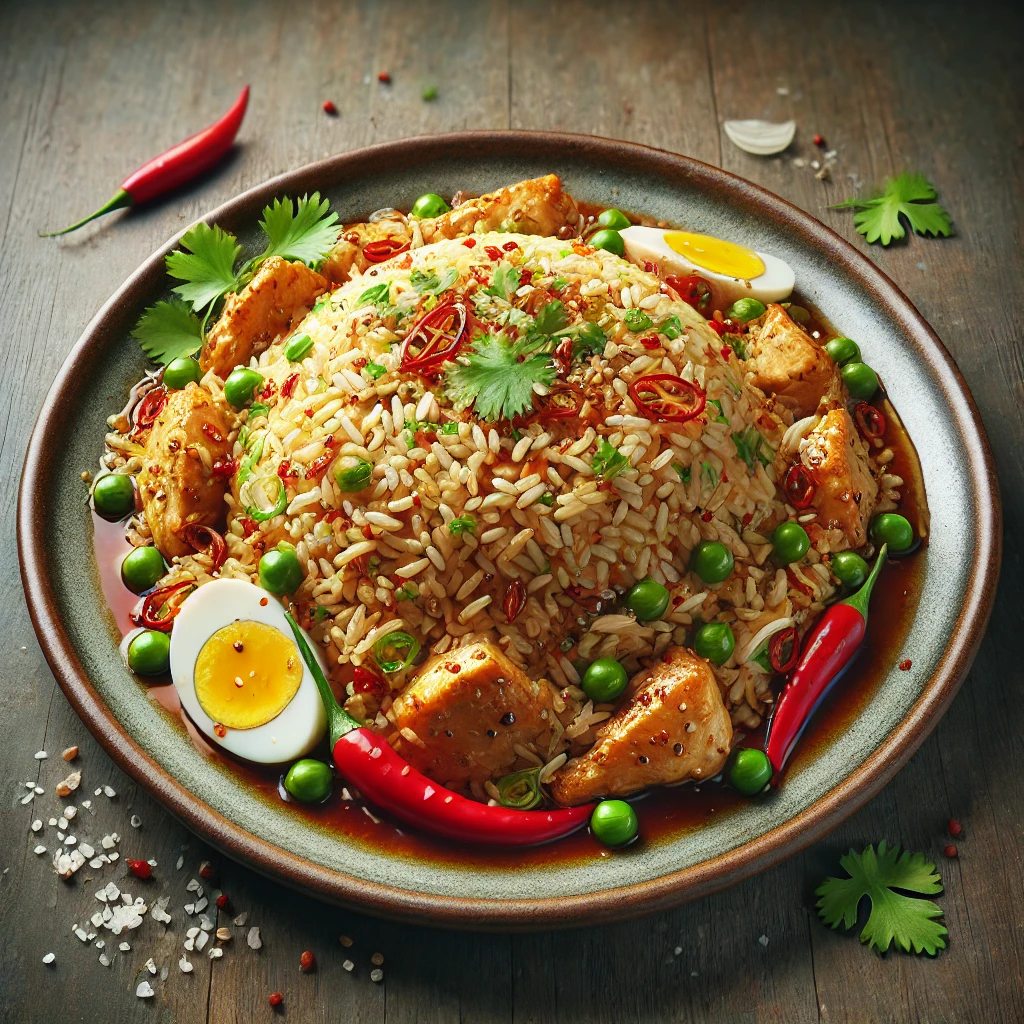 Friss, ínycsiklandó nasi goreng fűszeres szójaszósszal