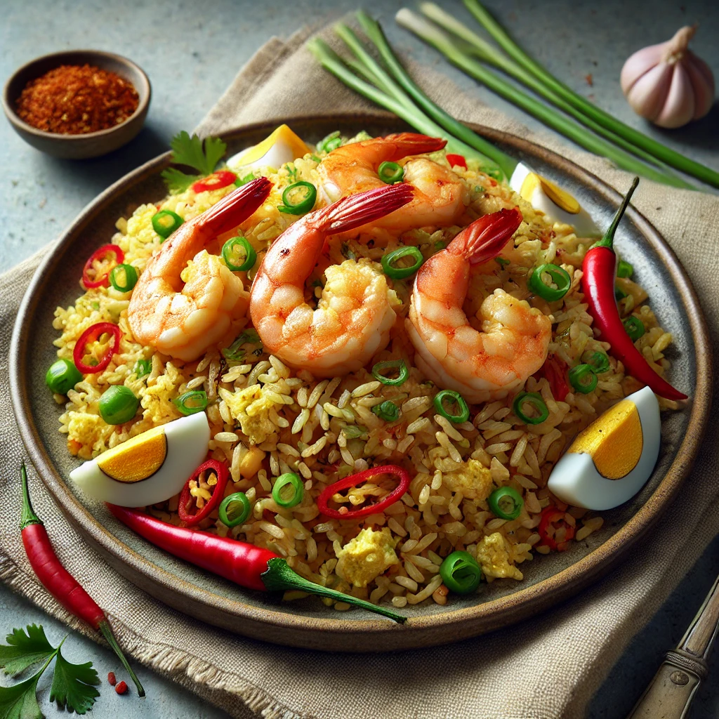 Ínycsiklandó nasi goreng rákokkal és tojással