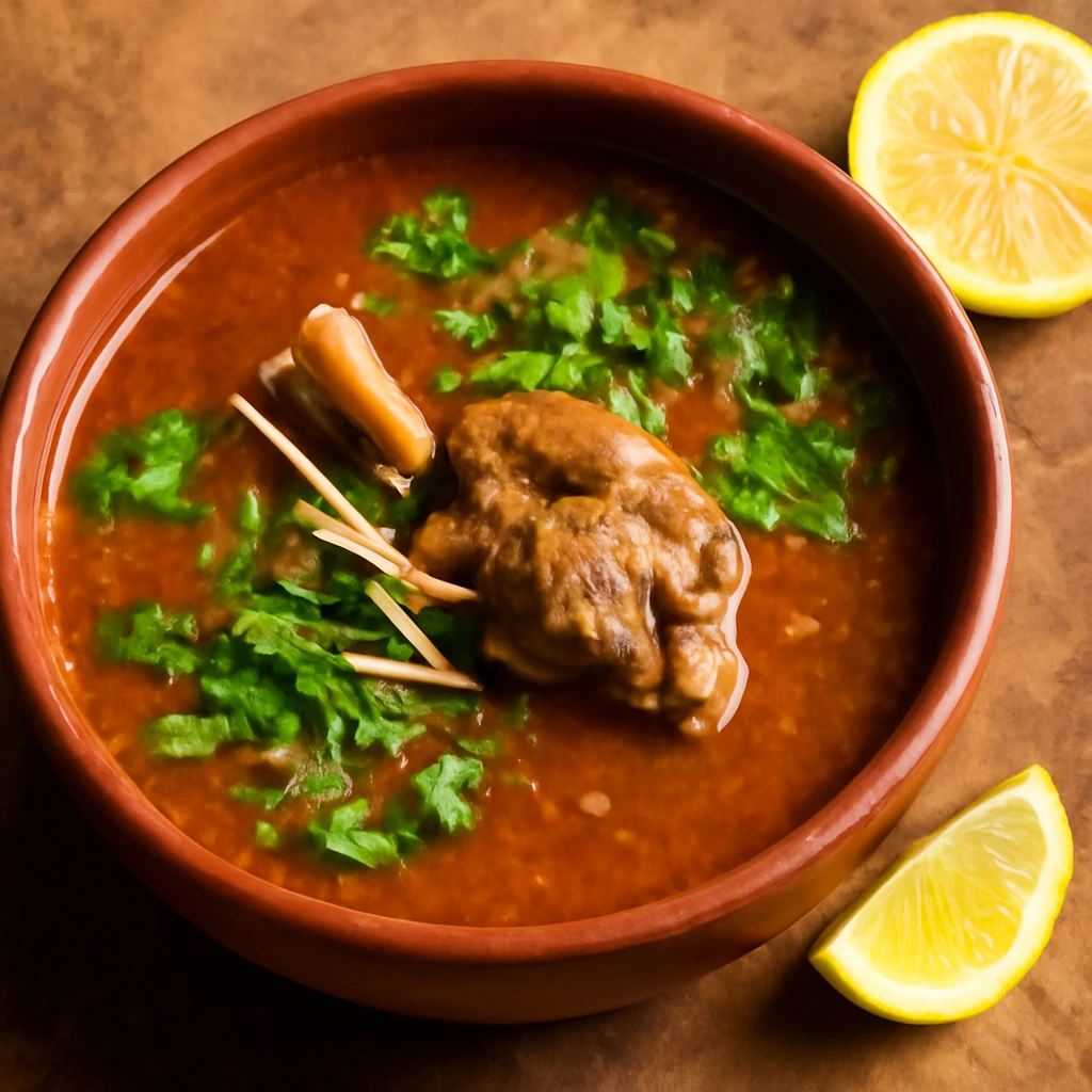Fűszeres és gazdag Nihari húsos étel citromlével