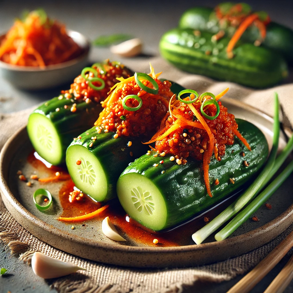 Friss koreai töltött uborka kimchi
