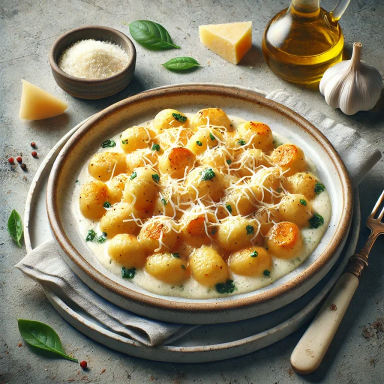 Gorgonzolás gnocchi tálalva
