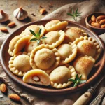 Paleo mandulalisztes dumpling tálalva