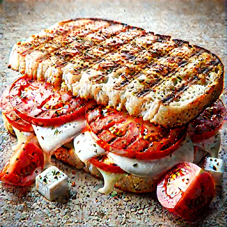Panini paradicsommal és mozzarellával, grillezve, aranybarna kenyérrel