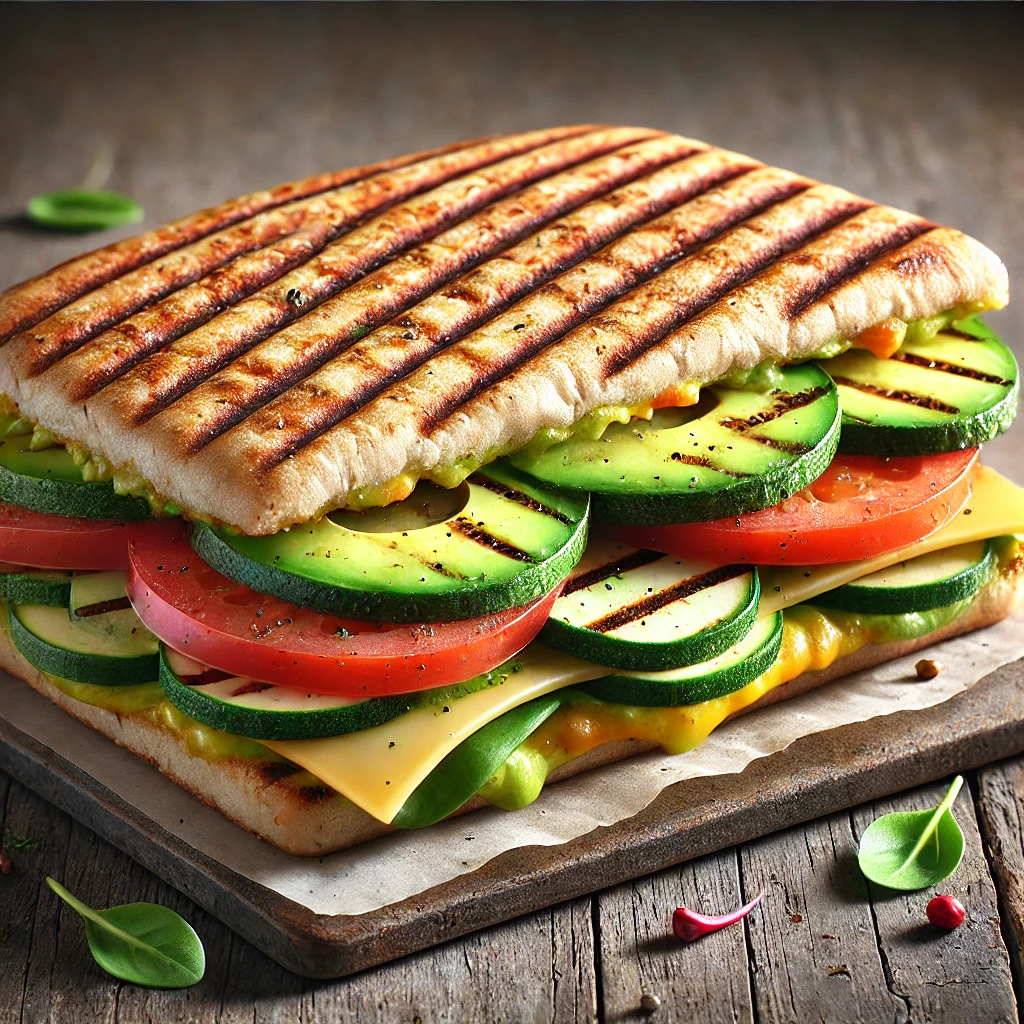 Finom panini zöldségekkel, grillezve, friss ízekkel