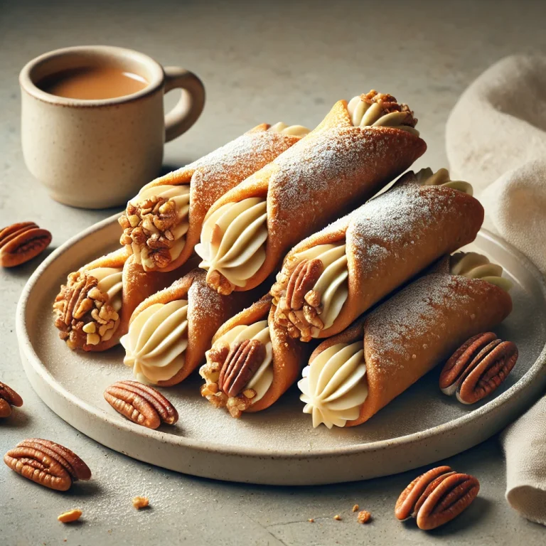 Pekándiós cannoli tálalva