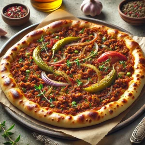 Friss Pide házilag, húsos fűszeres töltelékkel