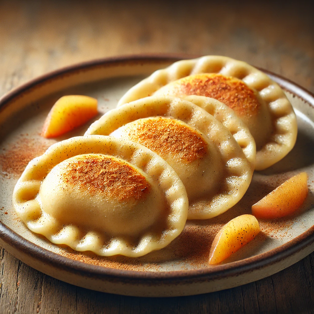 Friss, házi pierogi édes almás töltelékkel