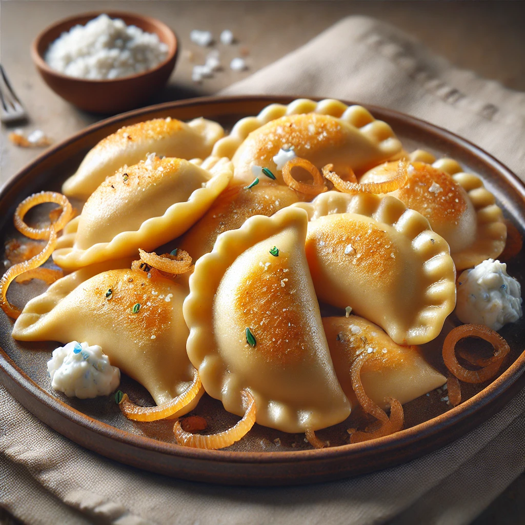 Friss, házi pierogi túróval töltve