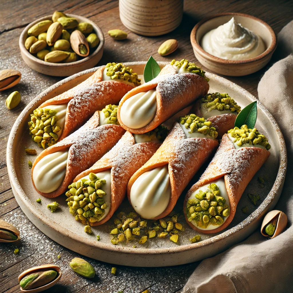 Ropogós cannoli gazdag pisztáciás mascarponekrémmel
