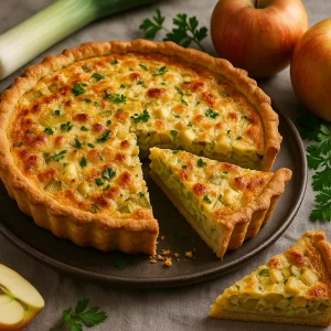 Egészséges prebiotikus pite zöldséggel és gyümölccsel
