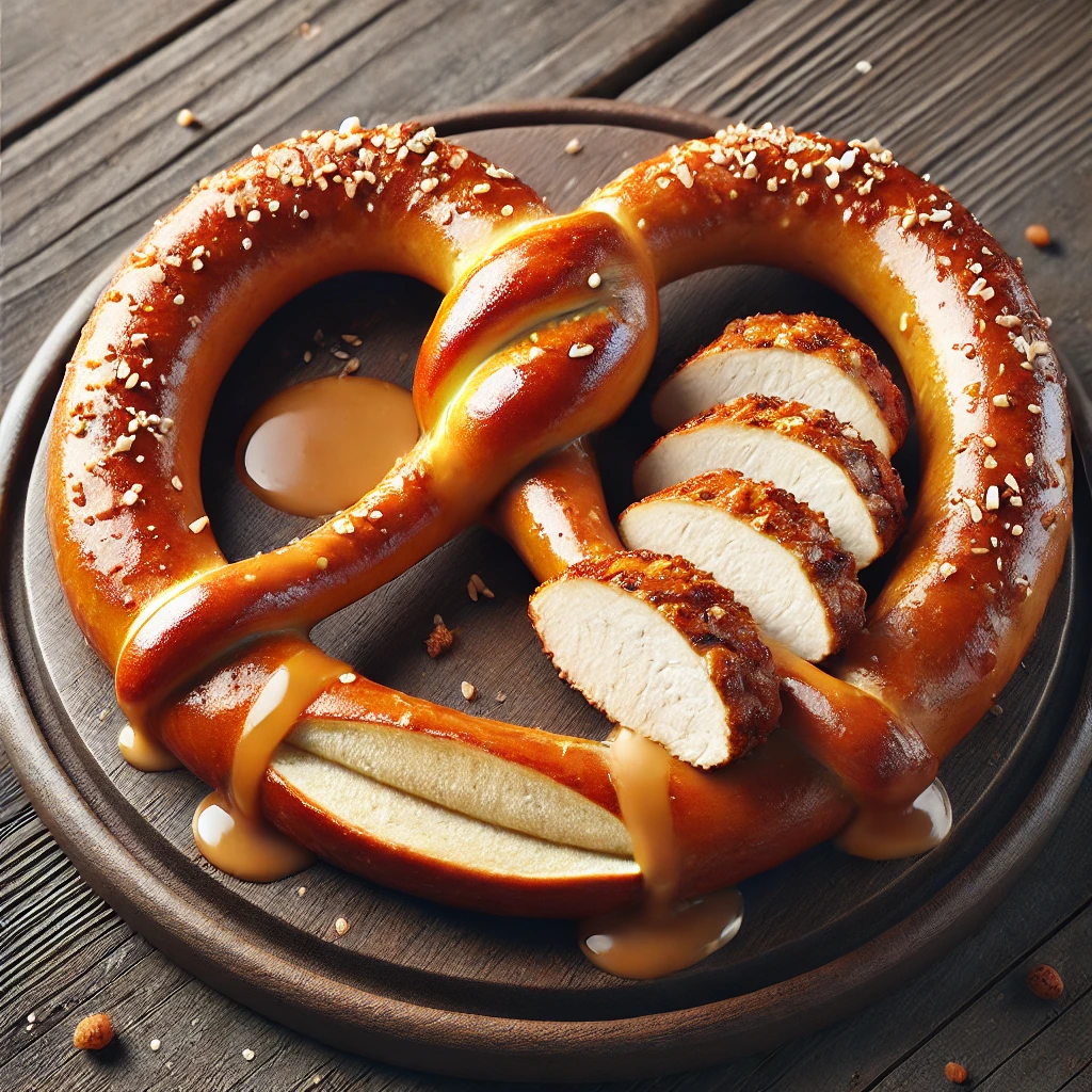 Ropogós pretzel csirkemell filével készítve