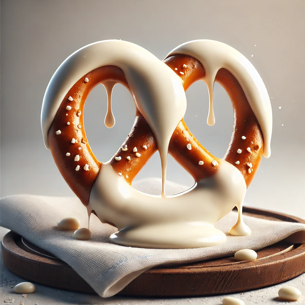 Ropogós pretzel fehércsokoládéval készítve