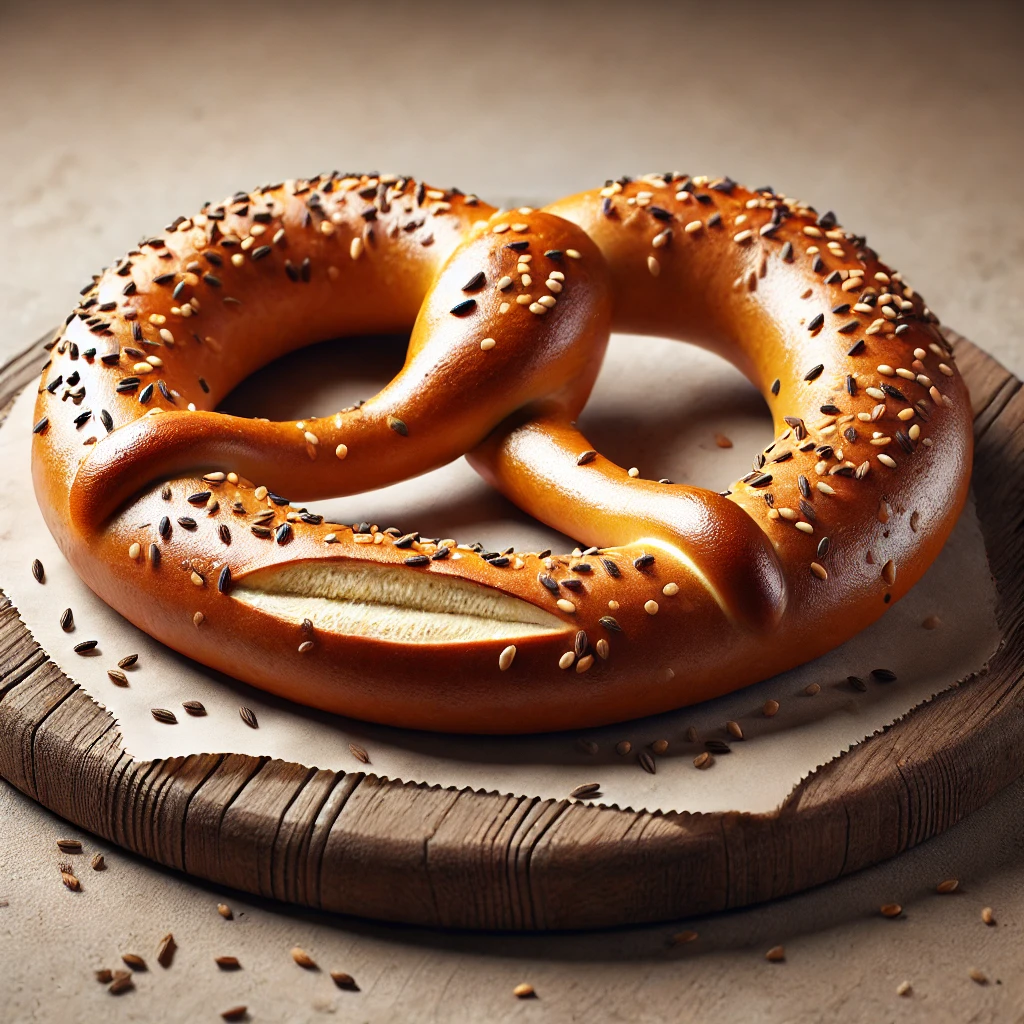 Friss és finom házi készítésű köménymagos pretzel