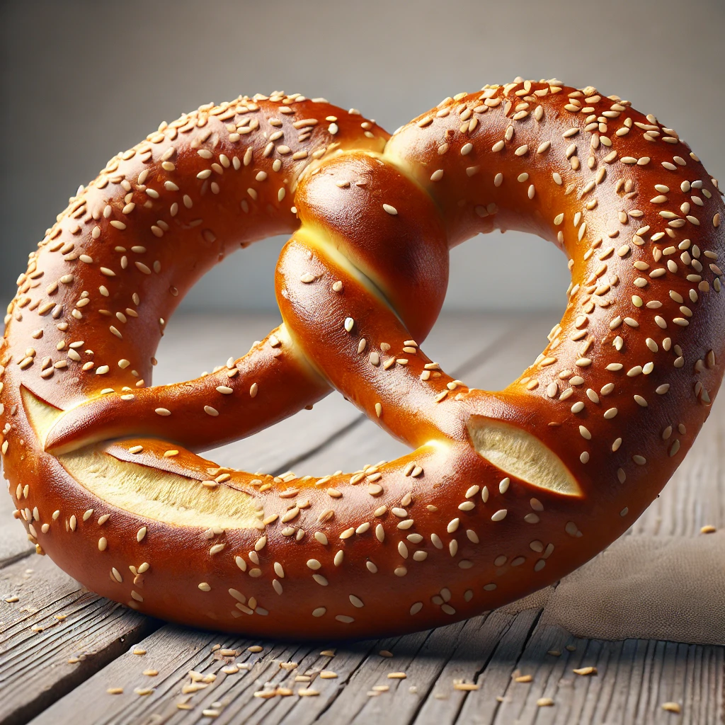 Friss és finom házi készítésű szezámmagos pretzel