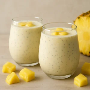 Egészséges kefir ital friss ananásszal