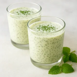 Élőflórás kefir friss citromfűvel és chia maggal