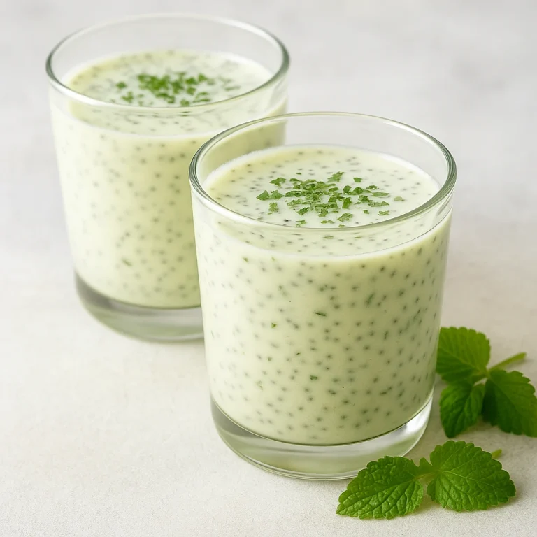 Probiotikus citromfű kefir poharakban, világos színű, frissítő megjelenésű ital