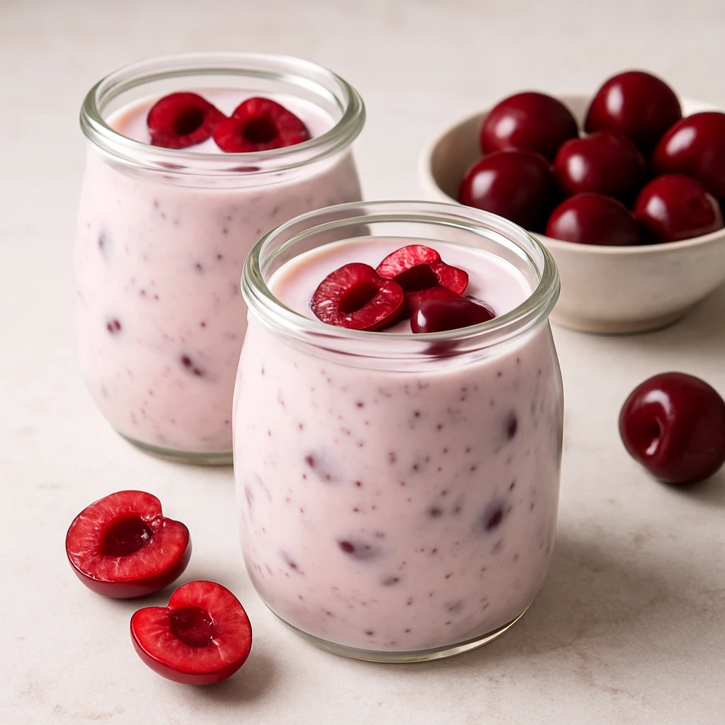 Frissítő joghurt friss cseresznyével és természetes alapanyagokkal