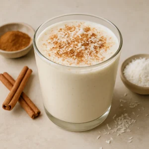 Probiotikus kefir kókuszreszelékkel és fahéjjal ízesítve