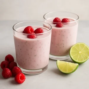 Frissítő nyári kefir ital málnával és lime-mal