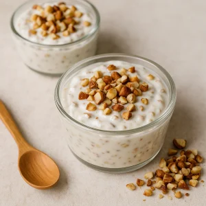 Élőflórás natúr joghurt pirított mogyoróval és mézzel