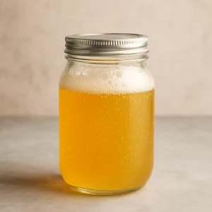 Frissítő, világos színű zöld tea kombucha ital