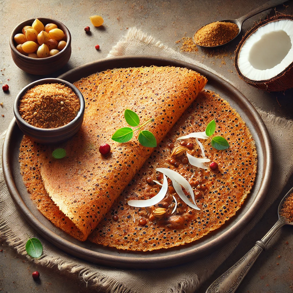 Friss ragi dosa, ínycsiklandó tálalásban