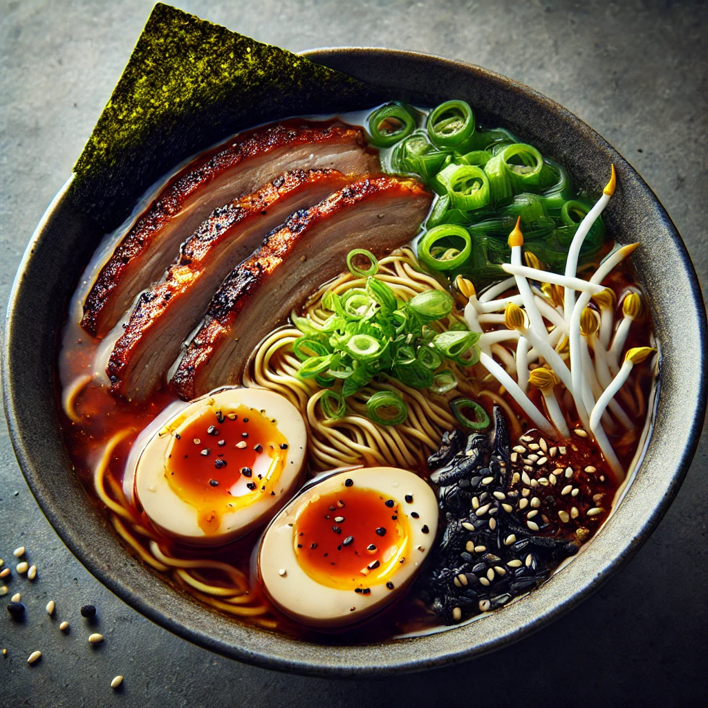 Sült kacsával tálalt gazdag ramen leves